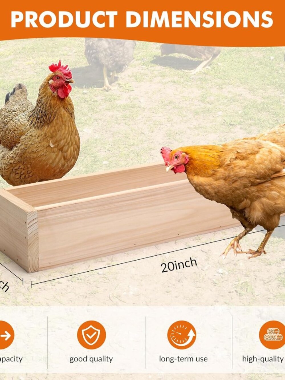 Wooden Chicken Feeder, 2 Pack 20” - Picture 4 of 4